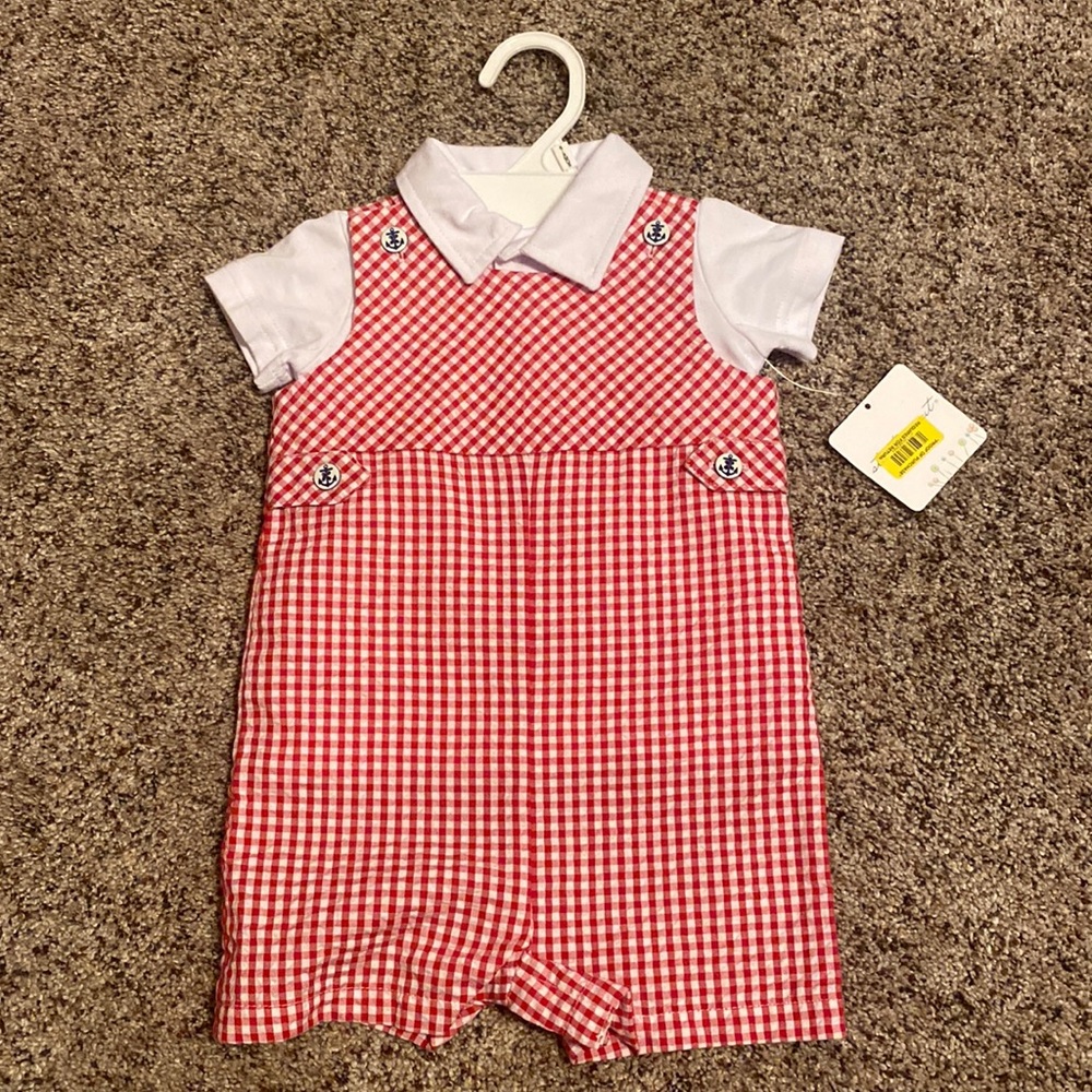 ⚓️♥️ NWT Adorable Starting Out Red Shortall & Polo Shirt Two Piece ⚓️♥️